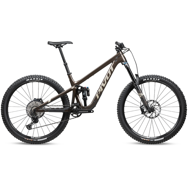 2024 Pivot Firebird 29 Brunch Ride w/ Alloy Wheels, cosmic brown, full view.