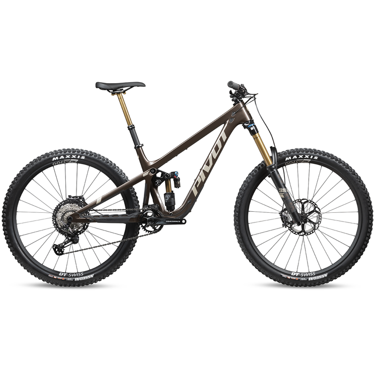 2024 Pivot Firebird Pro XT w/ Alloy Wheels, cosmic brown, full view.