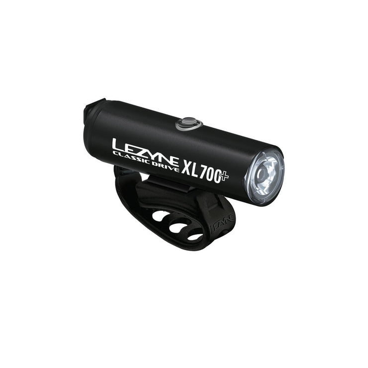 Lezyne Classic Drive XL 700+ Front Light, full view with strap closed.