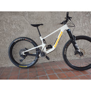 2024 Santa Cruz Bronson 4.1 C MX S-Kit — Mixed Wheels, gloss chalk white, full view of actual bike.