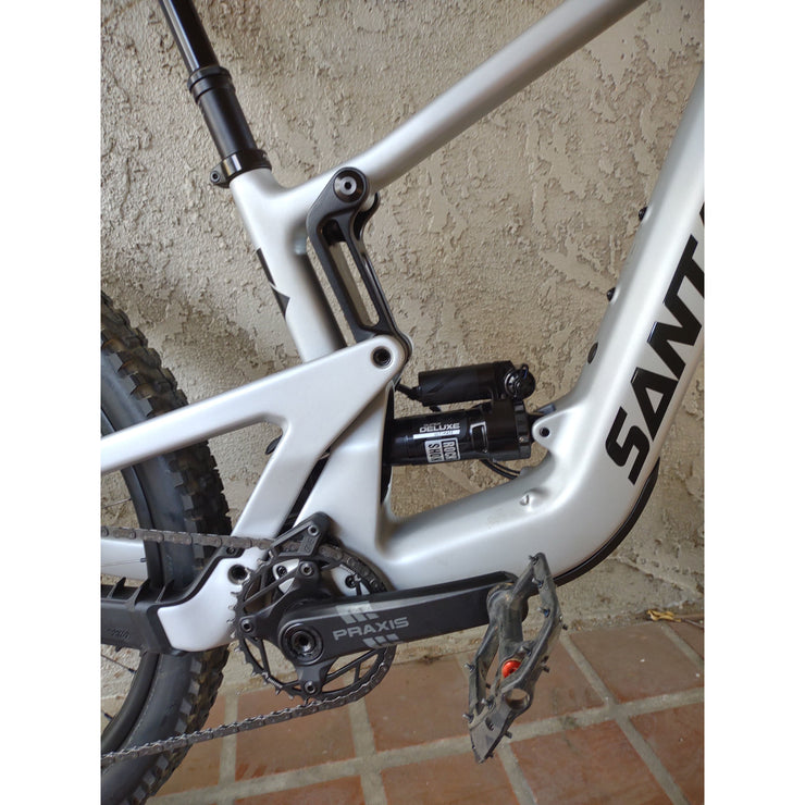 2024 Santa Cruz Heckler SL 1 CC MX X0 AXS RSV Mixed Wheels, matte silver, DEMO, crank view.