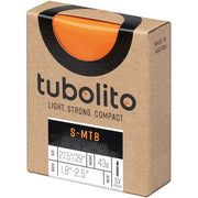 Tubolito S-Tubo MTB 27.5x1.8-29x2.5" PV 42mm Orange, in package view.