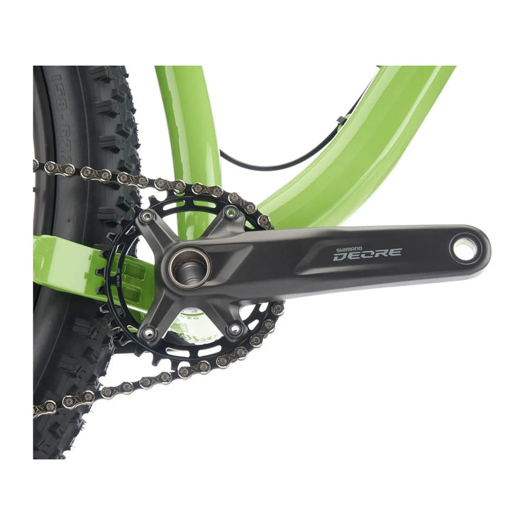 2023 Kona Honzo, gloss kiwi green, crankset view.