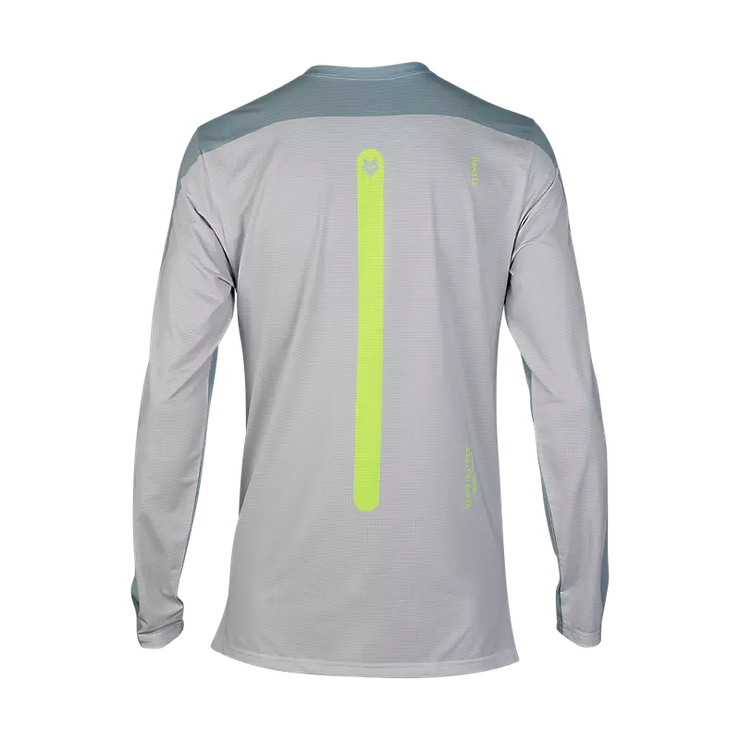 Fox Flexair Aviation Long Sleeve Race Jersey, gunmetal grey, back view.