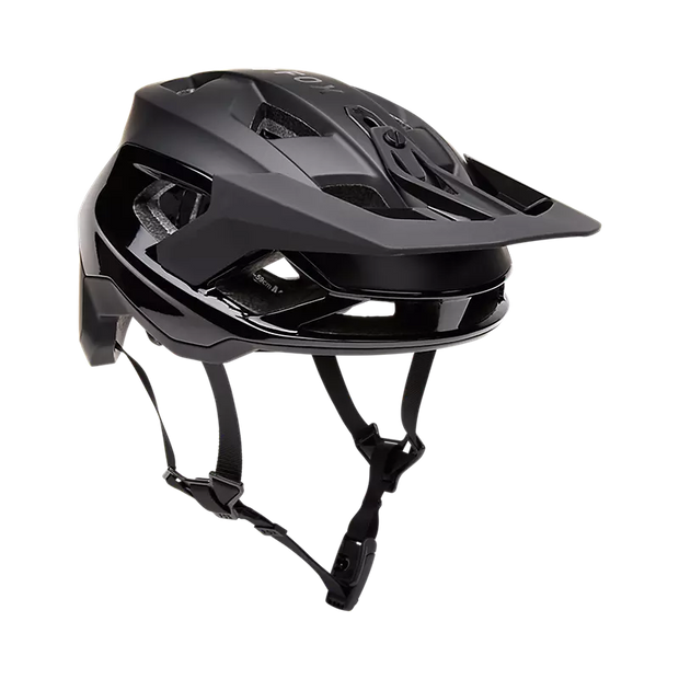 Fox Speedframe Pro Matte Black helmet, angled side view