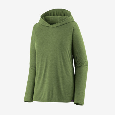 Patagonia Women's Cap Cool Daily Hoody Terrain Green - Light Terrain Green X-Dye, full view.