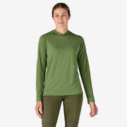 Patagonia Women's Cap Cool Daily Hoody Terrain Green - Light Terrain Green X-Dye, front view on model.