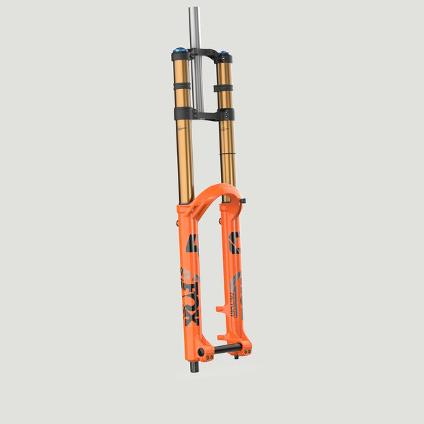 Fox 40 K Float Factory Series Orange Mountain Bike Fork - 29, 203mm, Grip X2, HSC, LSC, HSR, LSR, full view.