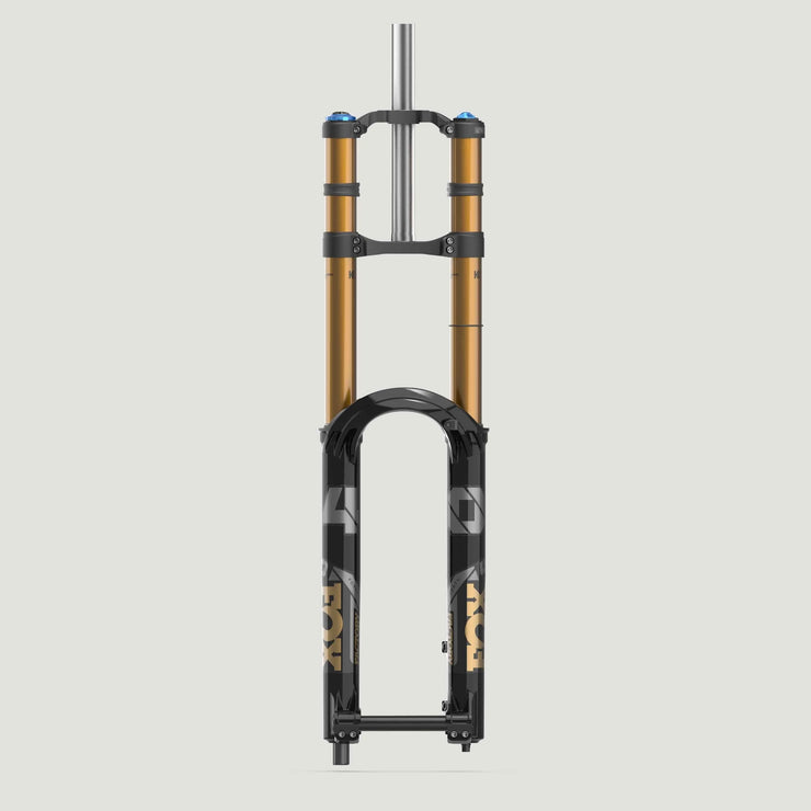 Fox 40 K Float Factory Series Black Mountain Bike Fork - 29, 203mm, Grip X2, HSC, LSC, HSR, LSR, front view.