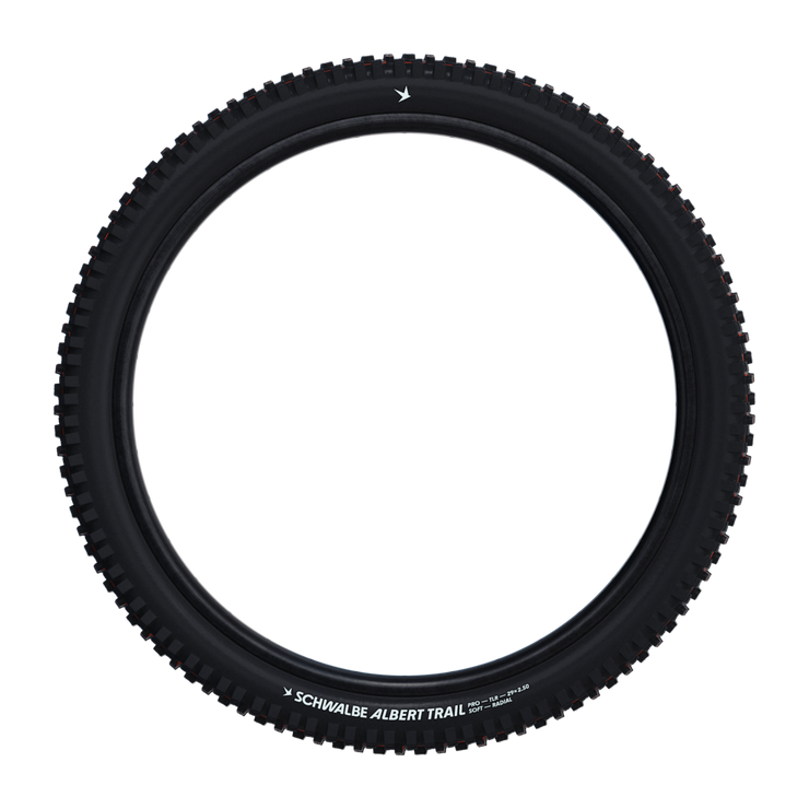 Schwalbe Albert Gravity Pro E50 Radial Tire, 29" x 2.5", Addix Ultra Soft, side view.