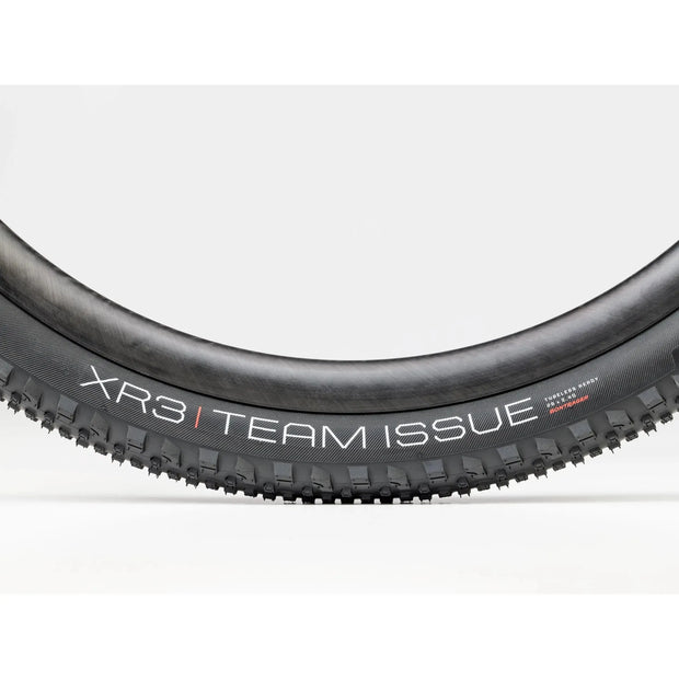 Bontrager XR3 Team Issue 29 x 2.20 TLR Mountain Bike Tire, side view.