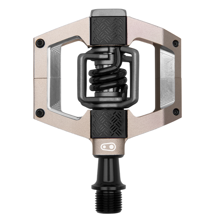 Crankbrothers Mallet Trail Pedals, Champagne, full view.