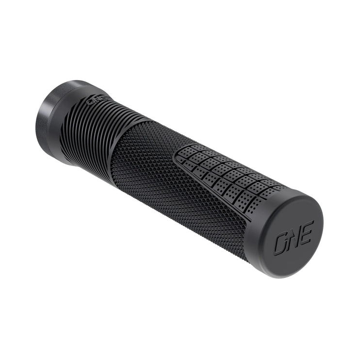 OneUp Thin Grips, Black, bar end view.