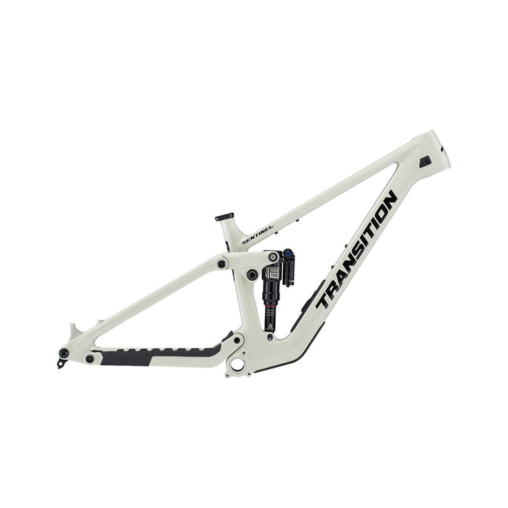 2025 Transition Sentinel Carbon Frame, glacier white, full view.