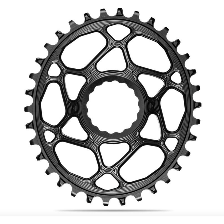 Absolute Black OVAL RF Direct Mount Boost148 30T chainring black, full view.