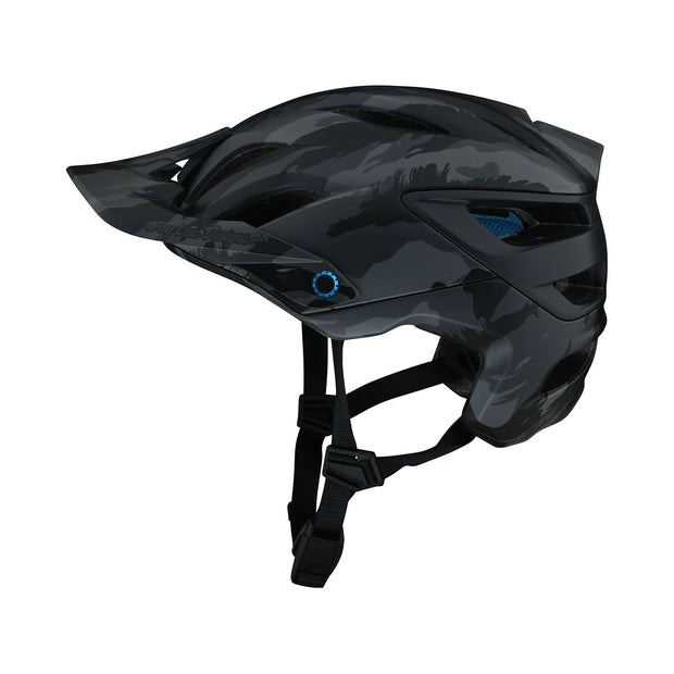Troy Lee Designs A3 Mips Helmet, camo blue, full view.