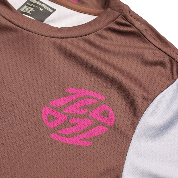 Troy Lee Designs Flowline Short Sleeve Jersey, Flipped Chocolate, front logo view.