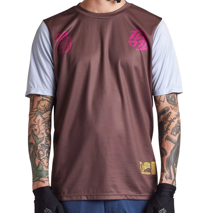 Troy Lee Designs Flowline Short Sleeve Jersey, Flipped Chocolate, front view.