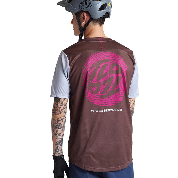 Troy Lee Designs Flowline Short Sleeve Jersey, Flipped Chocolate, back view.