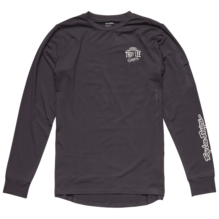 Troy Lee Designs Ruckus Long Sleeve Ride Tee, bolts carbon, front view.