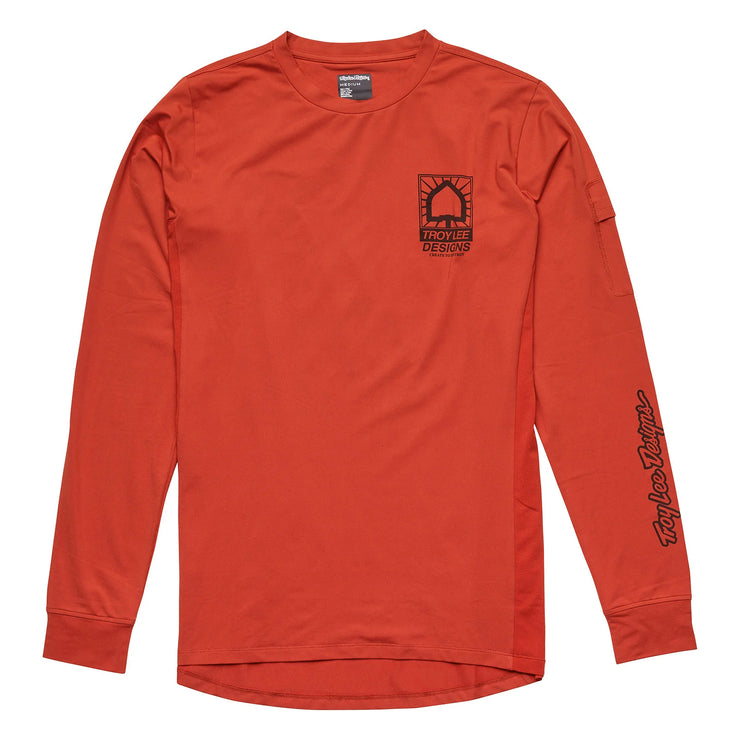 Troy Lee Designs Ruckus Long Sleeve Ride Tee, create to destroy, front view.