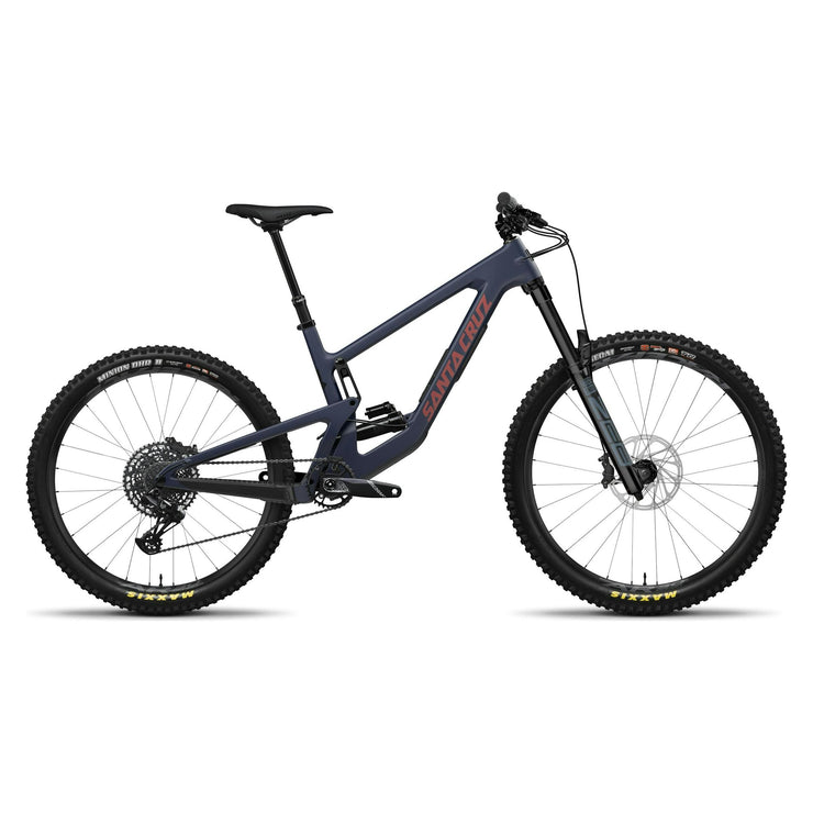 2024 Santa Cruz Nomad 6 C MX R-kit, matte liquid blue, full view.