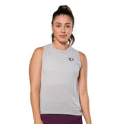 Pearl Izumi Women's Canyon Tank, high rise grey, front view on model.