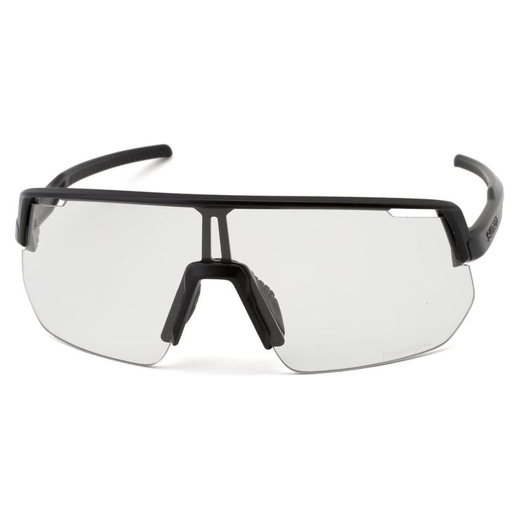 Shimano Technium L Sunglasses — Matte Black Frame / Photochromatic Gray Lens, front view.