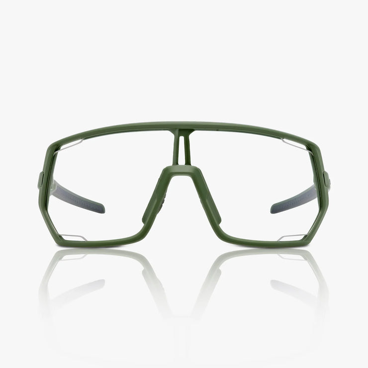 Shimano Technium 2 — Dark Olive Frame / RIDESCAPE Clear Spare Lens, front view.