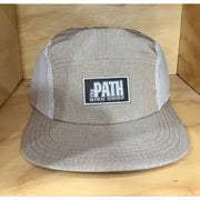 path logo. hat, khaki heather, front view