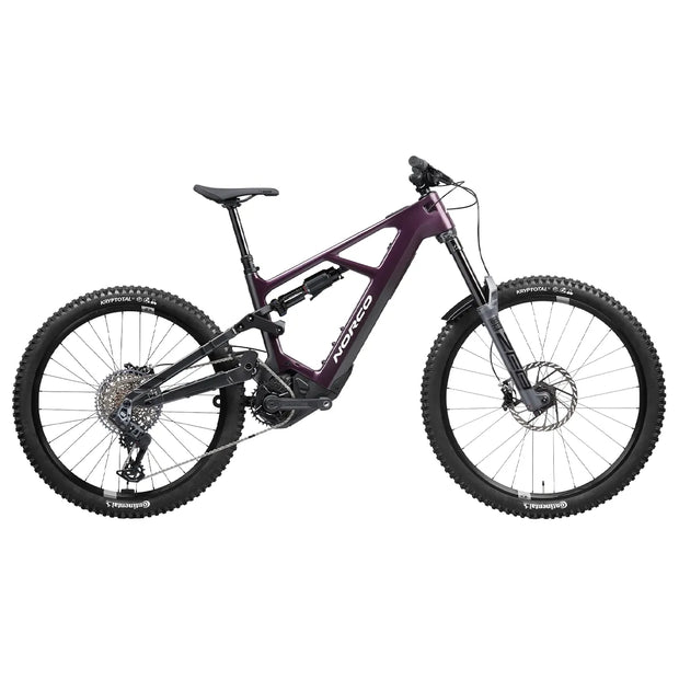 2024 Norco Range VLT C1 — MIXED WHEELS, purple, full view.