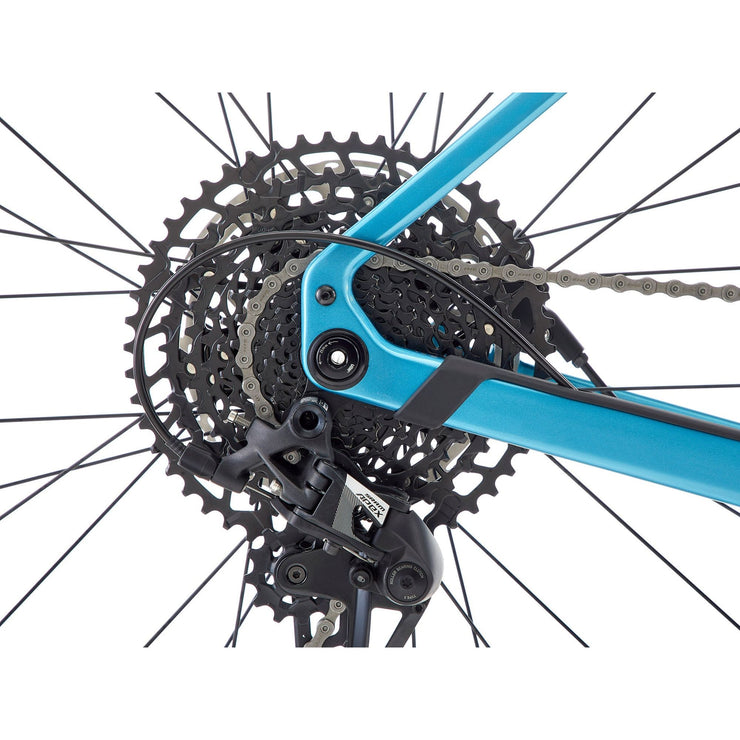 2023 36e Kona Ouroboros CR Blue, rear derailleur view.