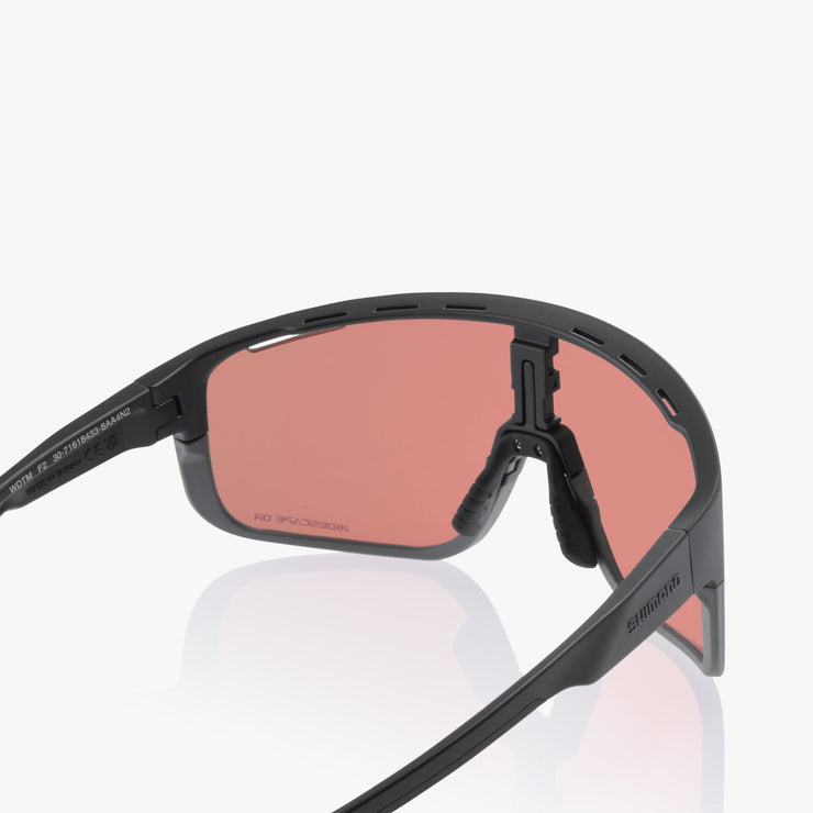 Shimano Pulsar RS Sunglasses, Matte Black Frame With RideScape Off-Road Lens, inside view.