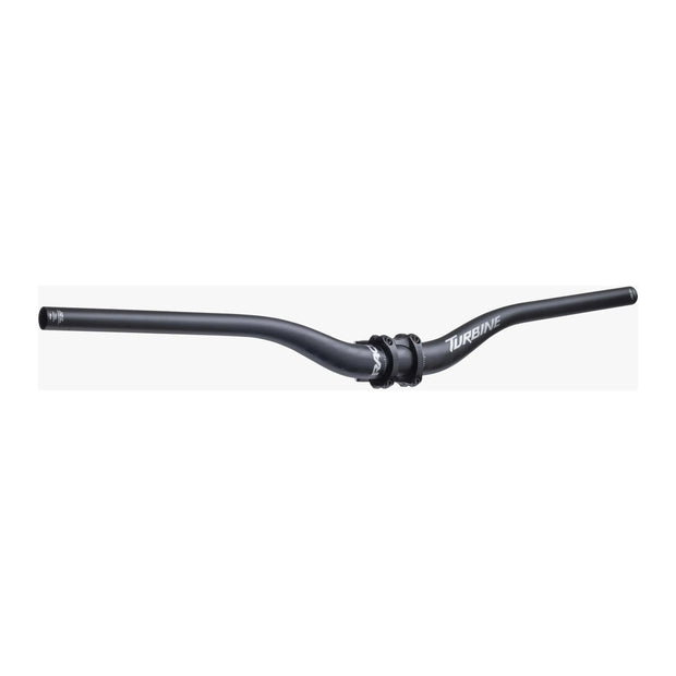 RaceFace Turbine Riser Bar 35.0, 40mm Rise, 800mm, black, front view with stem.