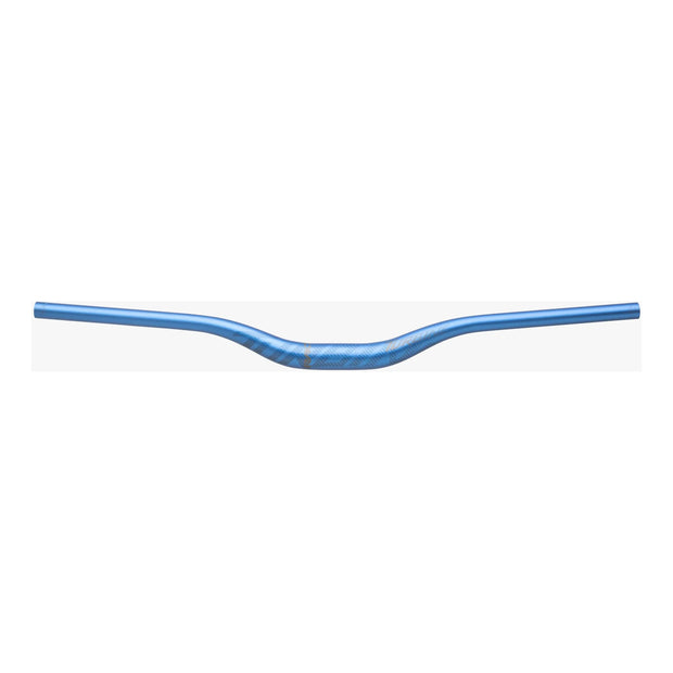 RaceFace Turbine Riser Bar 35.0, 40mm Rise, 800mm, blue, front view.