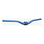 RaceFace Turbine Riser Bar 35.0, 40mm Rise, 800mm, blue, front view with stem.