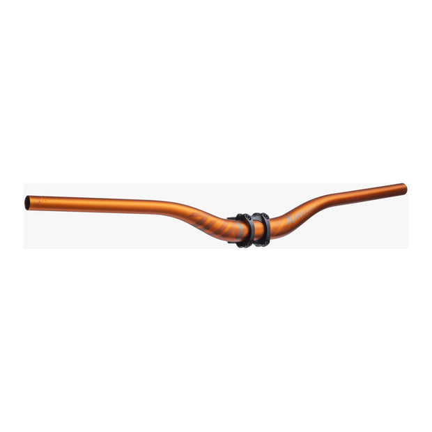 RaceFace Turbine Riser Bar 35.0, 40mm Rise, 800mm, orange, front view with stem.