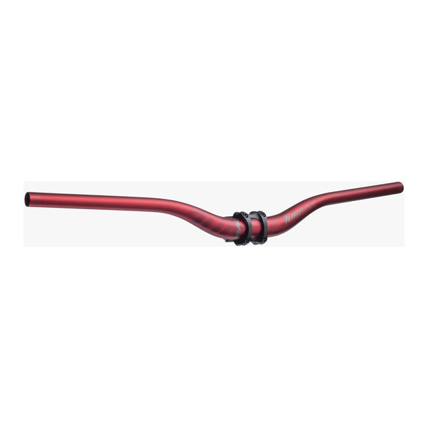 RaceFace Turbine Riser Bar 35.0, 40mm Rise, 800mm, red, front view with stem.