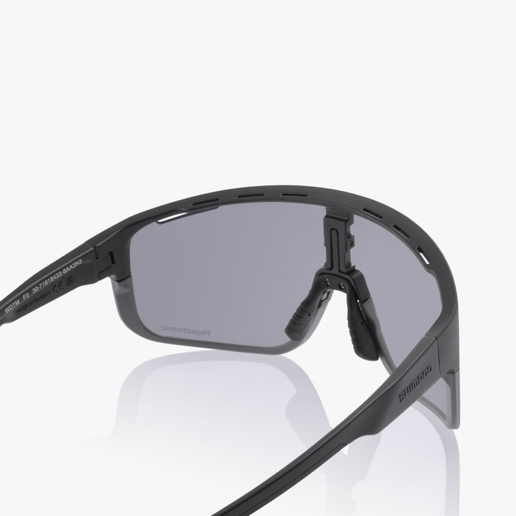 Shimano Pulsar Photochromic, Matte Black Frame With Photochromic Gray Lens, inside view.