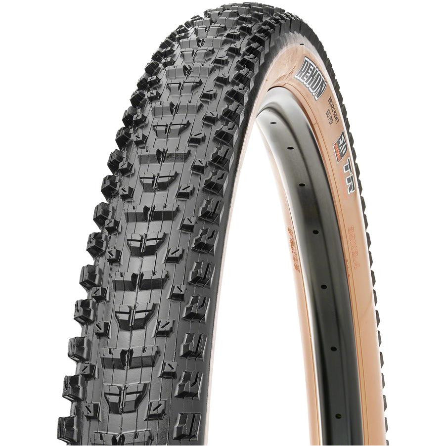 Maxxis Rekon Tire 29 x 2.4 Tubeless Folding Black Dark Tan Dual E The Path Bike Shop